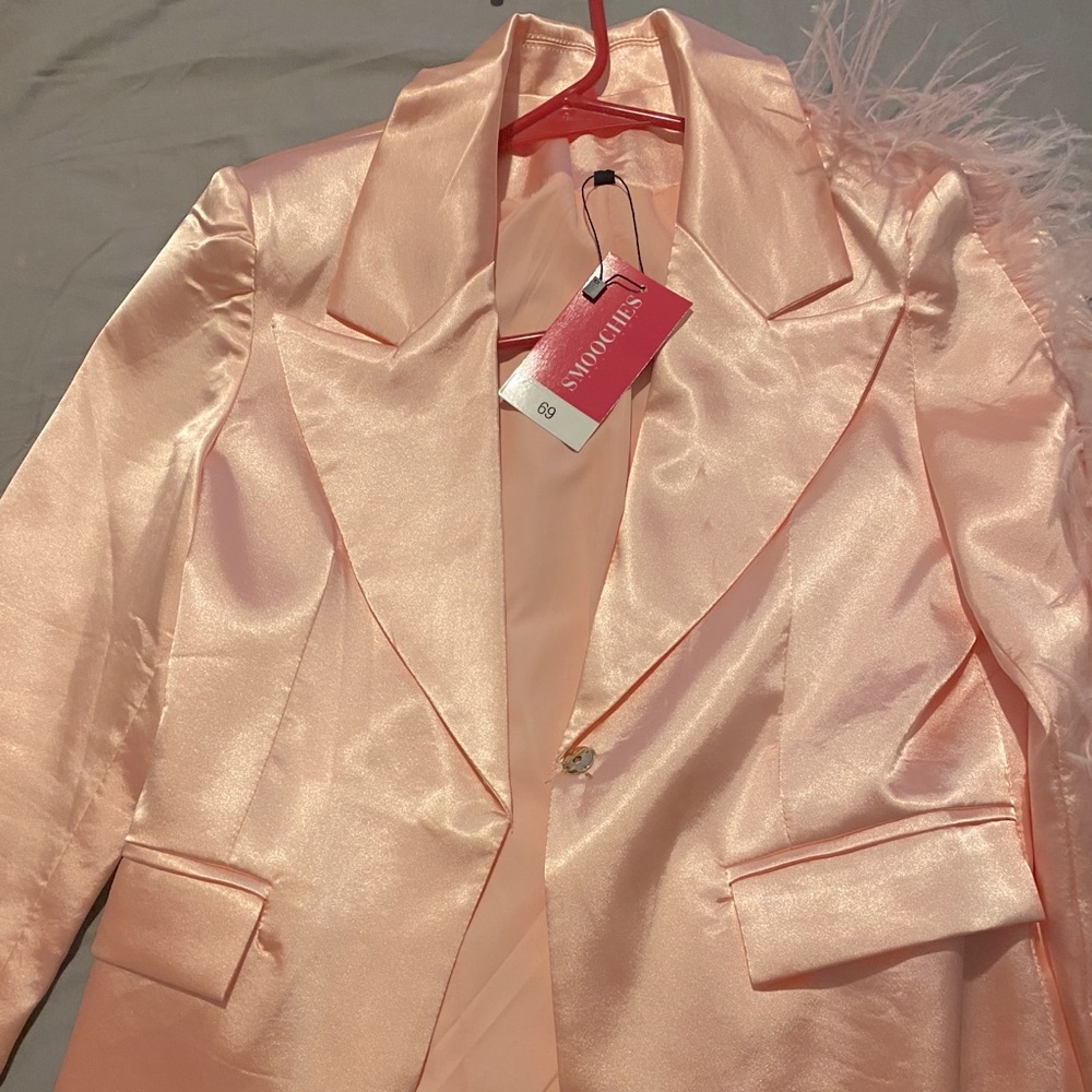 Silk Peach Set (Ostrich faux feathers)